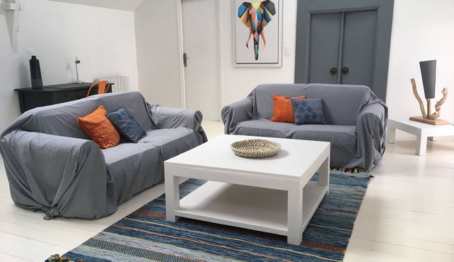Apartment with small garden in stone house