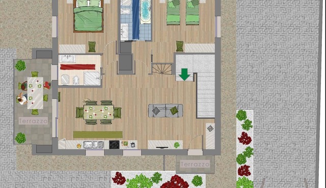 Apartments with two bedrooms and two bathrooms - First Floor