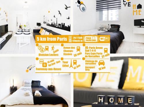 Apt3P-55m2-ParkingFree-5km from Paris