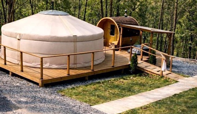 Authentic Mongolian Yurt with Hot Tub Near Deep Creek Lake, West Virginia