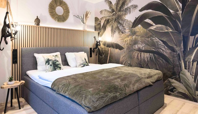 BaliApartment, kitchen, parking lot, 24h digital check-in, Wlan 150MBit