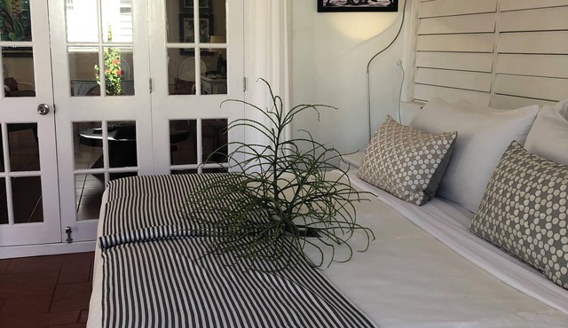 Beach villa staffed daily.