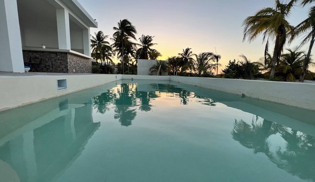 beachfront 3 bedroom house with terrace and pool in San Crisanto, Yucatán