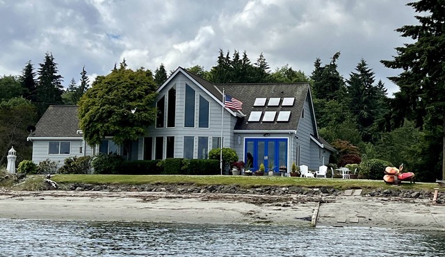 Beachfront Home With Sweeping Views of Water and Mount Baker