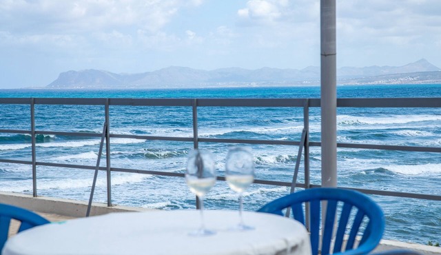 Beachfront Room with huge terrace in Agia Marina
