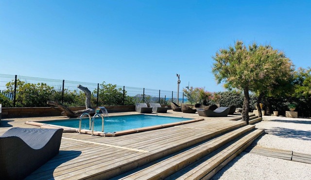 Beachfront villa with pool