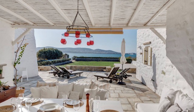 Beachfront villa with stunning sea view .