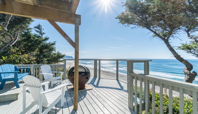 Beautiful oceanfront home with sweeping views, multiple decks, and pet friendly