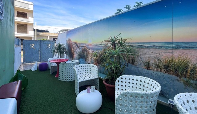 Beautiful vacation home with common courtyard and bar area.