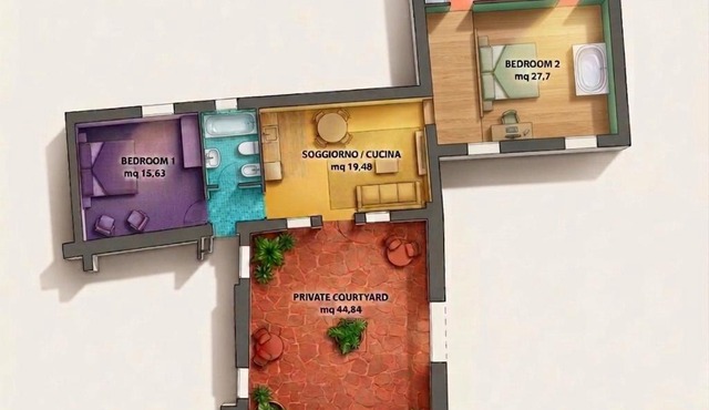 Big apartment with private courtyard