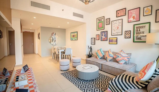 Bnbeyond's Artistic Luxe Retreat with Burj Views