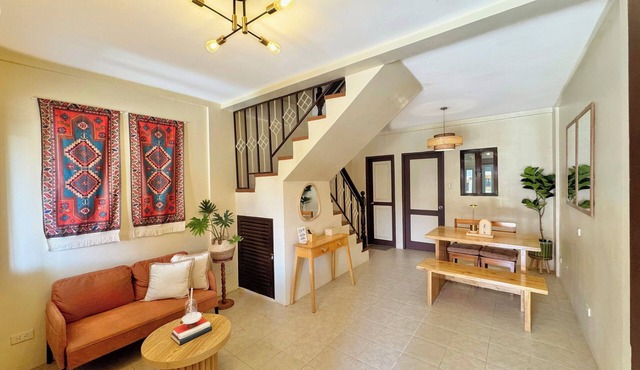 Boho Chic 2-bedroom House in Puerto Princesa with Pool Access and Workspace