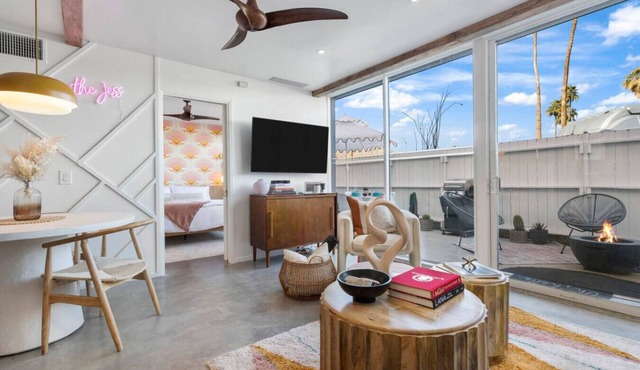 Boho chic condo at the mid-century Ocotillo Lodge