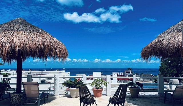 Boho Chic : King Bed, Modern Spa Bath & Rooftop Pool Steps from the Waterfront