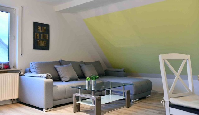 Bright and friendly furnished apartment (73 sqm) for up to three people with roof terrace