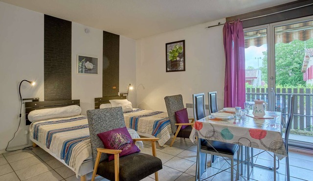Bright studio 23 m², 2 people, pets allowed, parking