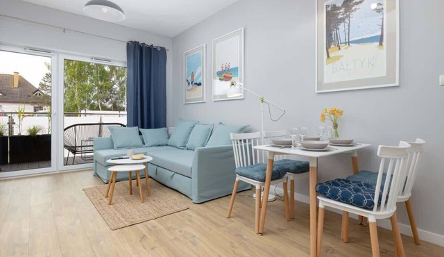 Bright Studio with Terrace | Parking | 600 m to the Beach