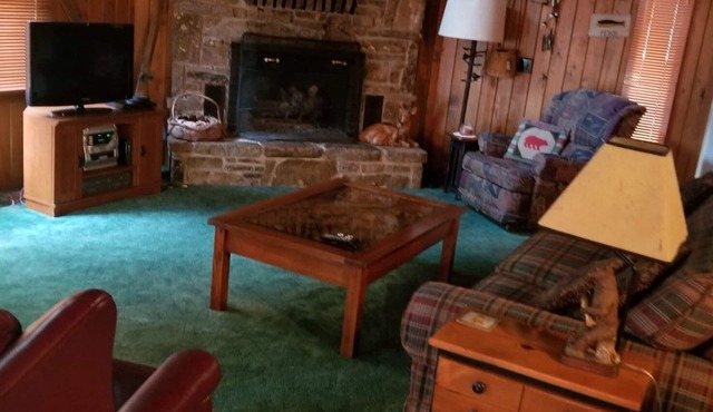 Cabin, 3 beds/baths, sleeps 8, large yard for pets, hot tub, stocked kitchen
