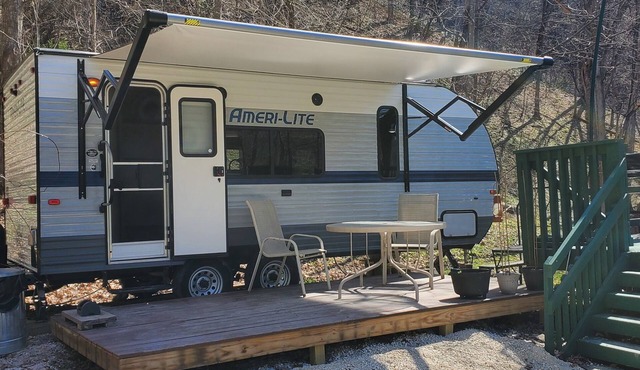 Camper next to a waterfall!
