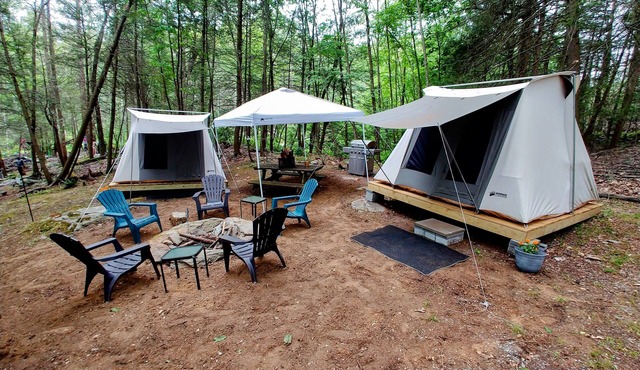 Campers Paradise, cozy tents, hot tub, free EV charger. Pet friendly