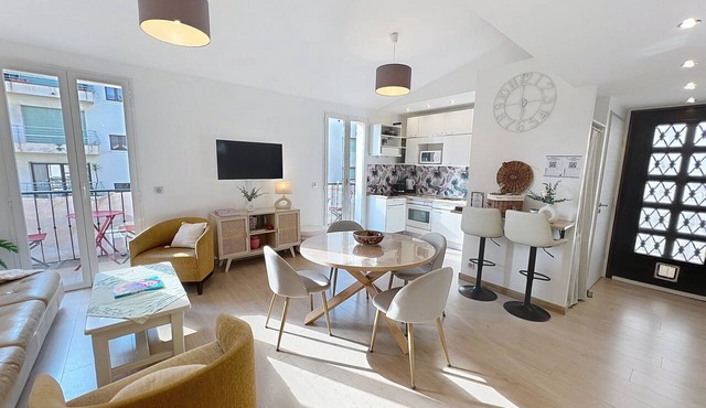 Cannes bright sunny close Ctr 2 BR flat mezzanine balconies Olam Properties