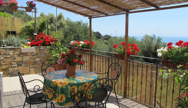 CASA ANTONELLA studio in the countryside in Terzorio with sea view terrace.