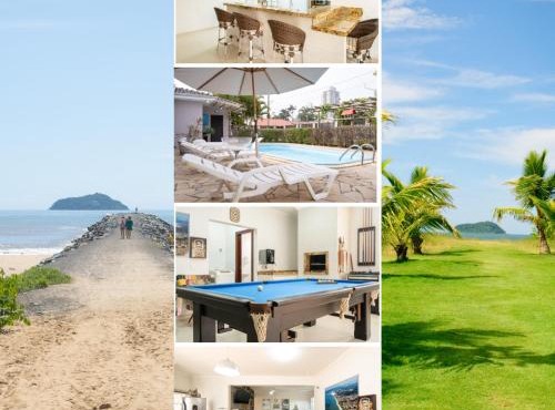 Casa Completa com Piscina Churrasqueira Sinuca Wi-Fi e Garagem para 4 Carros a 350m da Praia Acomoda 12 Pessoas, 4 Quartos com Ar-Condicionado