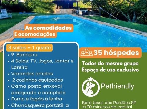 Chacara Aguas Claras 8 suite pesca piscina Karaoke