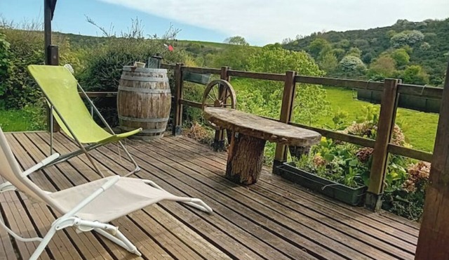 Chalet perched on a hill near the sea