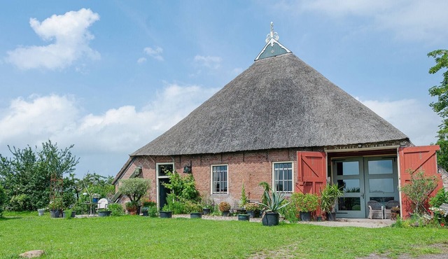 Characteristic headlong hull farm with thatched cover