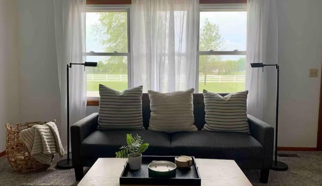 Charming 2-bedroom modern farmhouse with AC, High Speed Internet. Pet friendly