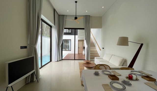 Charming 2-bedroom pool villa with AC, WiFi in tranquil Thalang