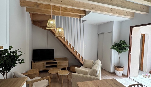 Charming gîte with exposed beams and stonework and jacuzzi