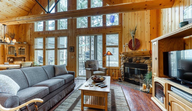 Charming resort home with fireplace, deck, gas grill, and gas stone fireplace