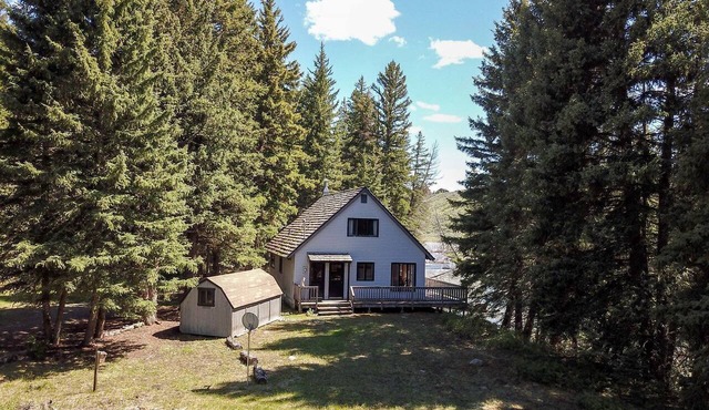 Charming Riverside Cabin with Deck Overlooking Madison River near Three Dollar Bridge in McAllister, Montana