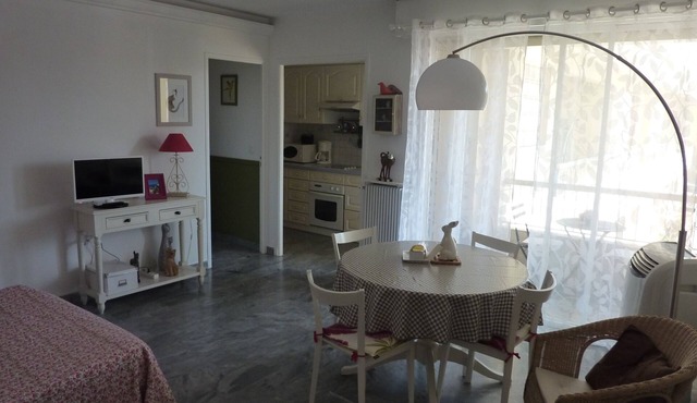Charming studio of 35 m² in secure residence 100 m from the beach.