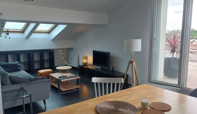 Charming two-room attic apartment with large terrace