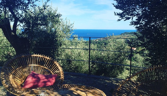 Charming villa with private pool and sea view, in the calm of the olive groves