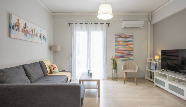 Chic apartment metro Kallithea 100m with WiFi, AC