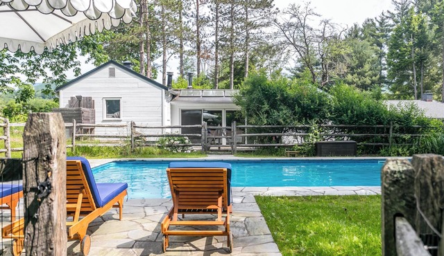 Chic two Cottage compound with pool and hot tub in a pastoral Woodstock setting.