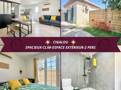 Cigalou - Spacieux, CLIM, Espace extérieur, 2 personnes