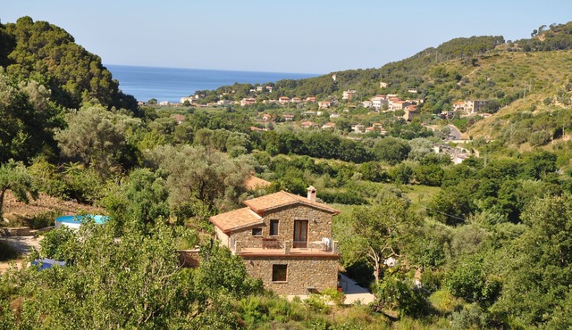 Cilento Castellabate - Holiday home, pool, beautiful panoramic position by the sea, 10 pers.