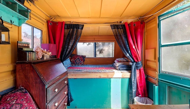 Colourful Vintage Camper for California Glamping Stays in Palmdale