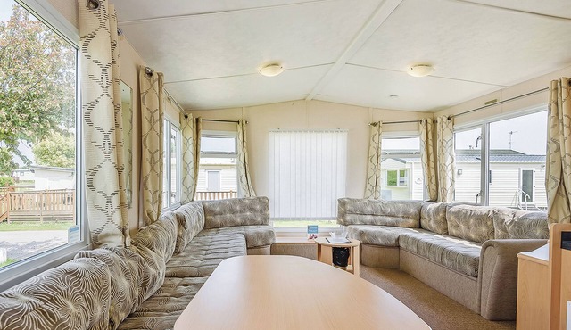 Comfortable 12ft-wide caravan with one double and two twin.