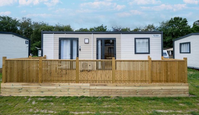 Comfortable caravan in a green setting