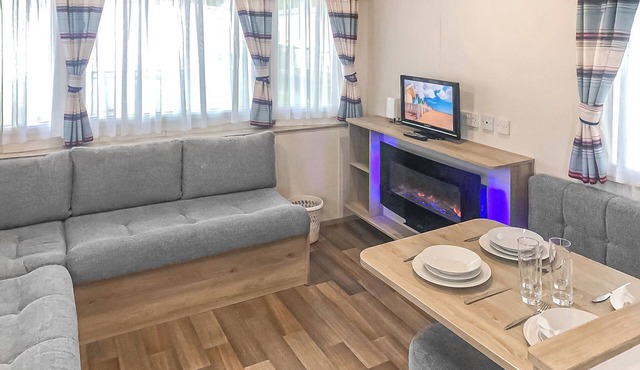 Comfortable caravan with one double and one twin.