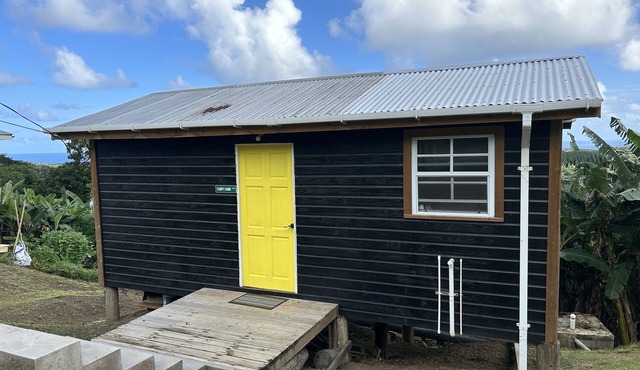 ComfyCabin is rustic with modern amenities, has deck with great view. Peaceful.