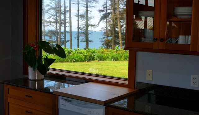 Contemporary Oceanfront Cottage with Private Beaches, Trails, and Gardens