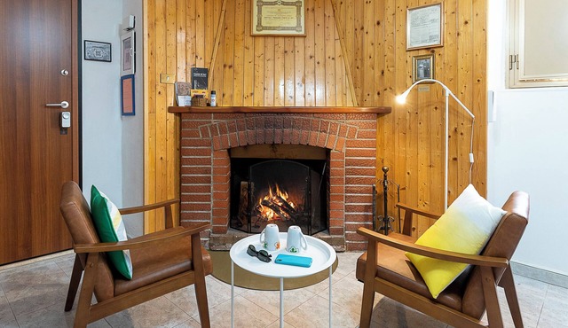 Cozy apartment with fireplace.