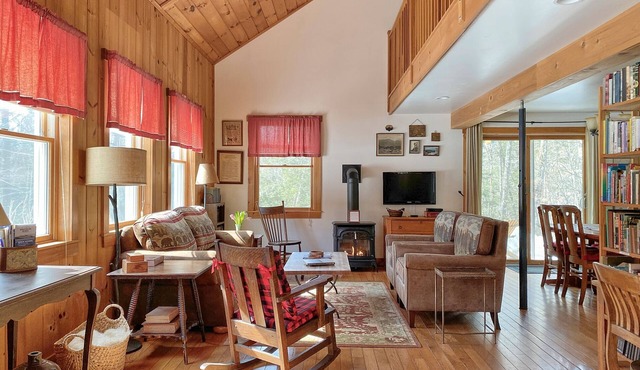 Cozy Charming cabin with mountain view, river, and high-speed Wifi. Pets allowed